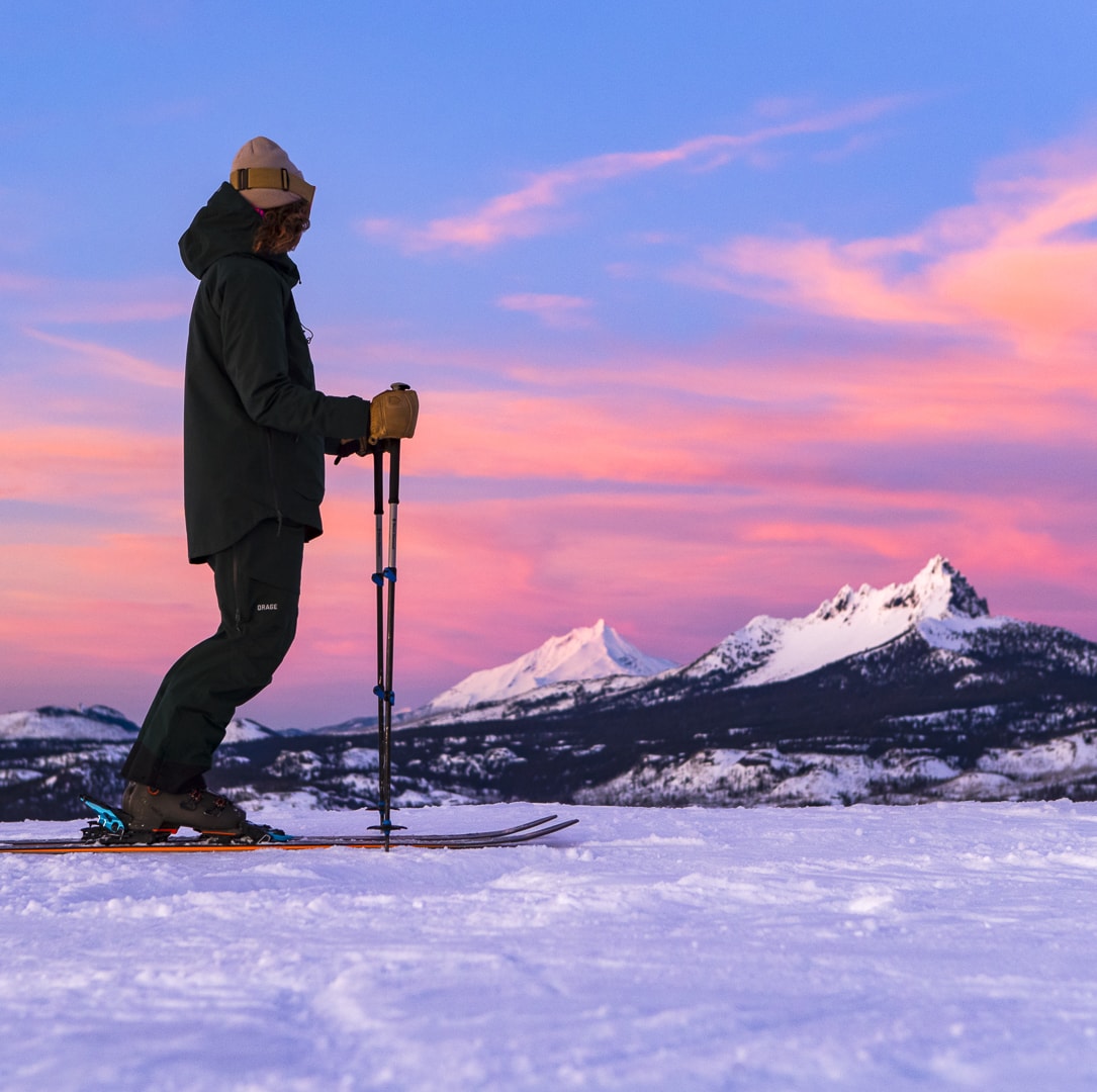 Hoodoo Ski Area in USA - a person standing on skis in the snow.