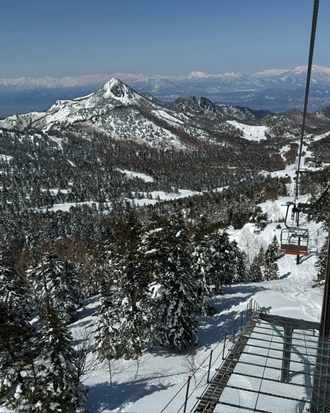 Yokoteyama-Shibutoge in Japan - a view from the top of a ski lift.
