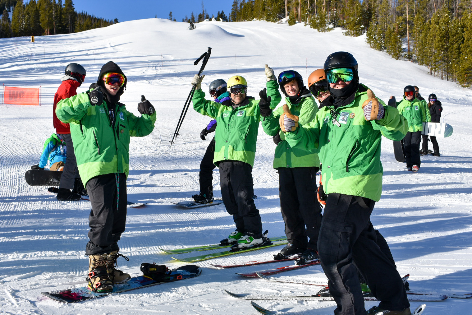 Snowy Range in USA - a group of skiers.