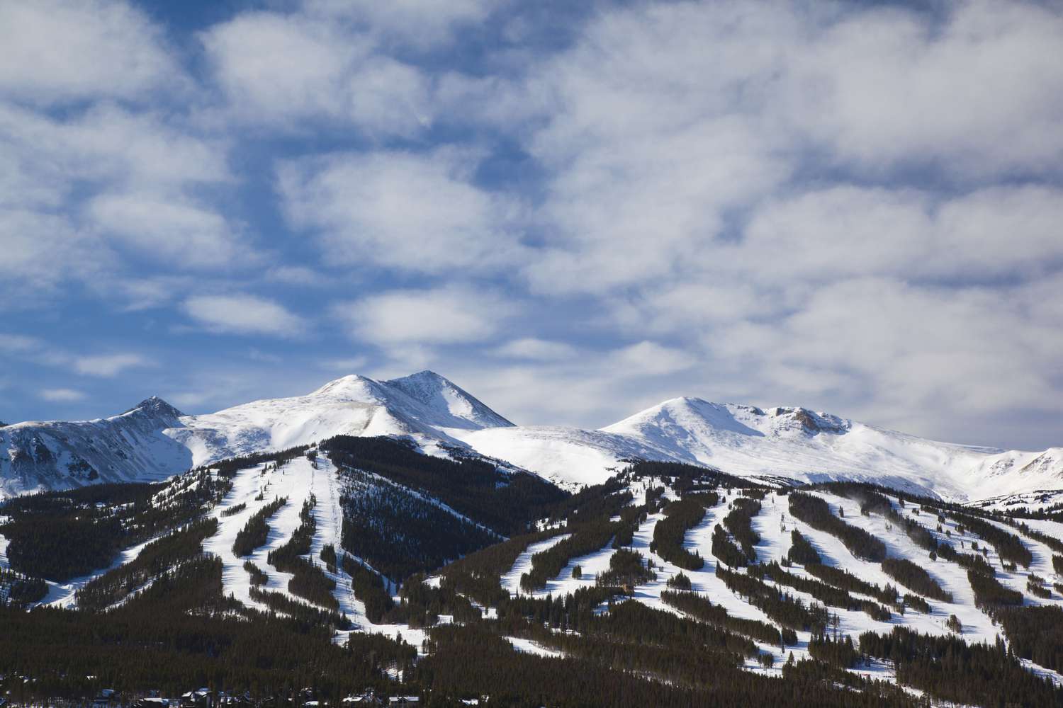 Breckenridge in USA - white clouds in a blue sky.