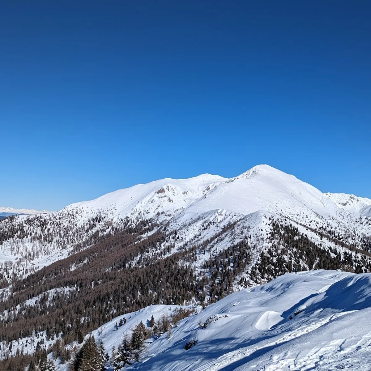 Panarotta 2002 in Italy - a view from the top of a snowy mountain.