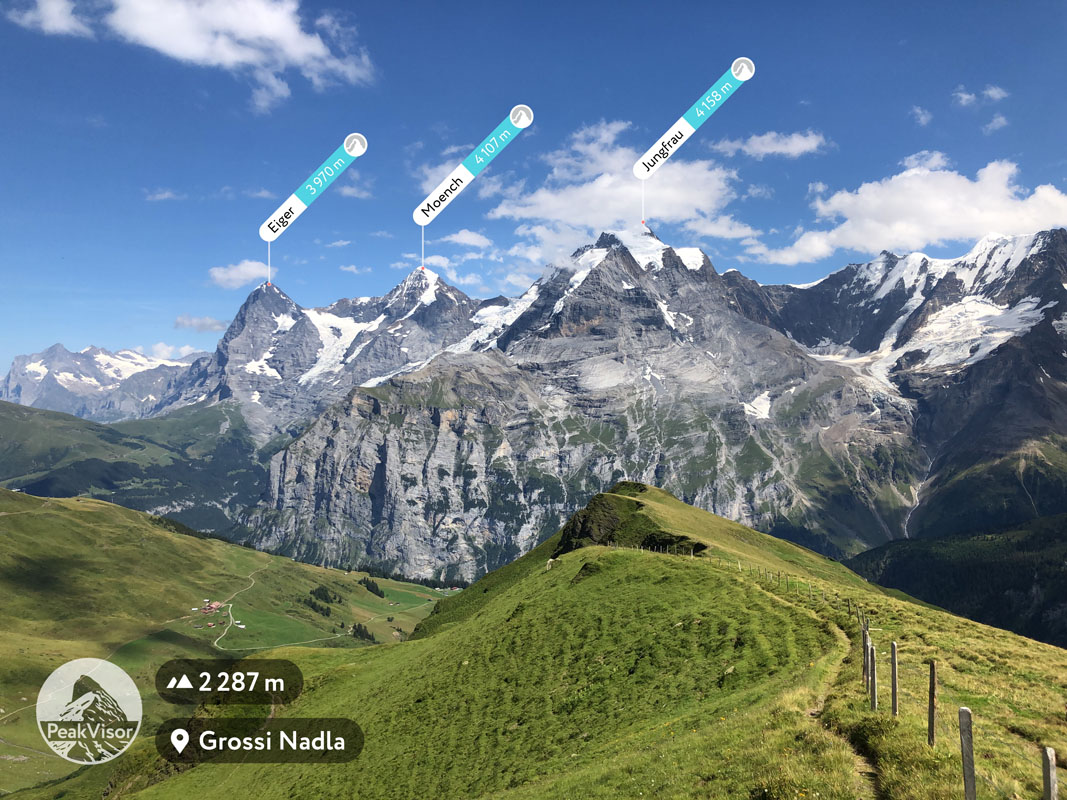 Bugnenets - Savagnières in Switzerland - blue sky with white clouds.