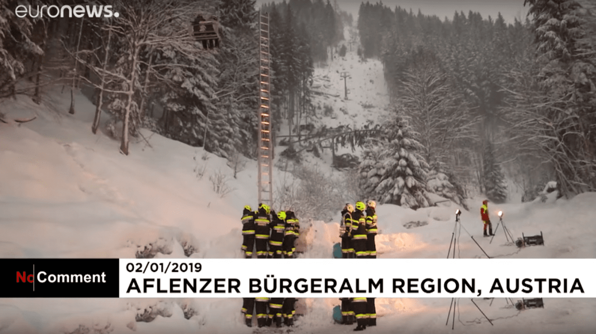 Aflenzer Bürgeralm in Austria - an image of a group of firefighters in the snow.