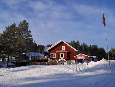 Bjursås Skicenter in Sweden, bustling with activity. A charming ski resort framed by captivating winter scenery. Skiers traverse down the slopes amidst the pristine, snow-clad landscape.