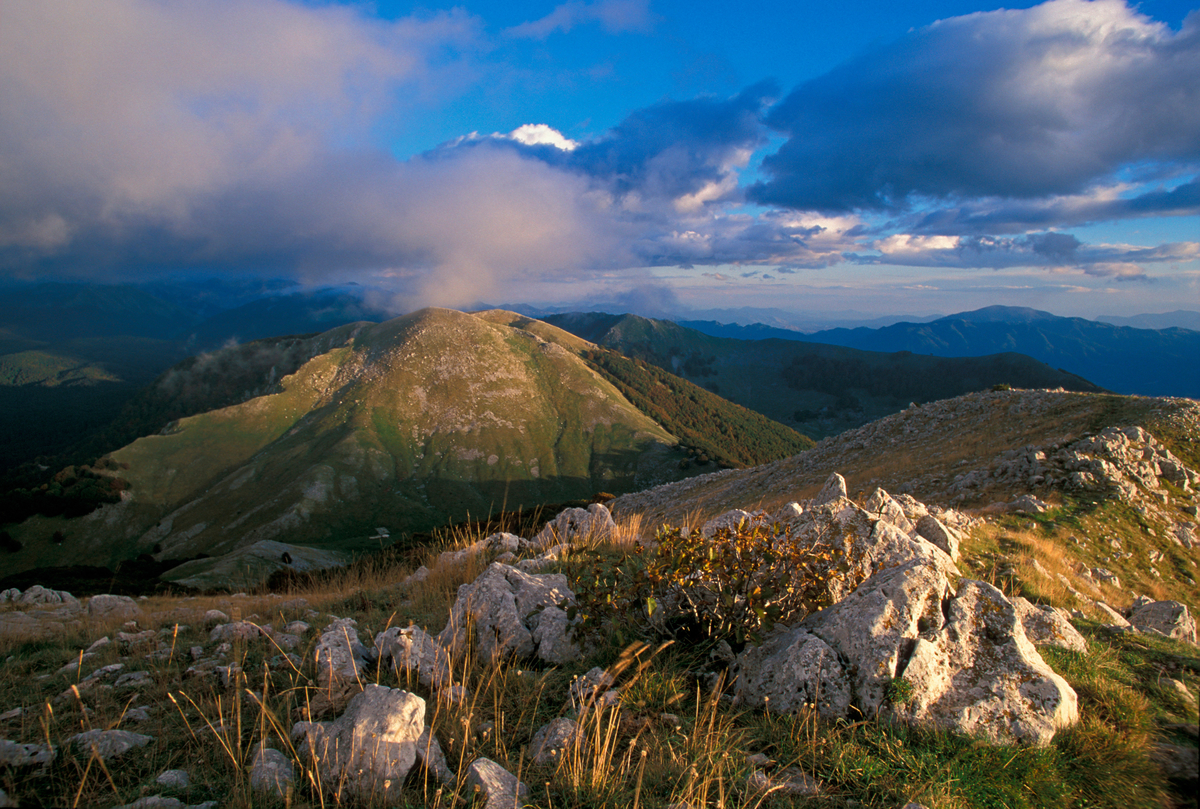 Monte Catria in Italy - a view of the mountains from the top of a mountain.
