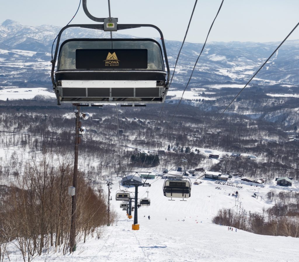 Moiwa in Japan - a ski lift going up the mountain.