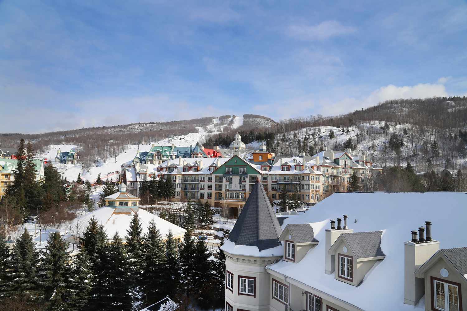 Mont-Tremblant in Canada - a view of a town from the top of a hill.