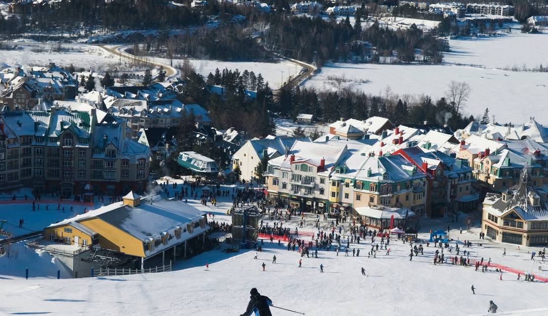Mont-Tremblant in Canada: a ski resort with lots of snow on the ground.