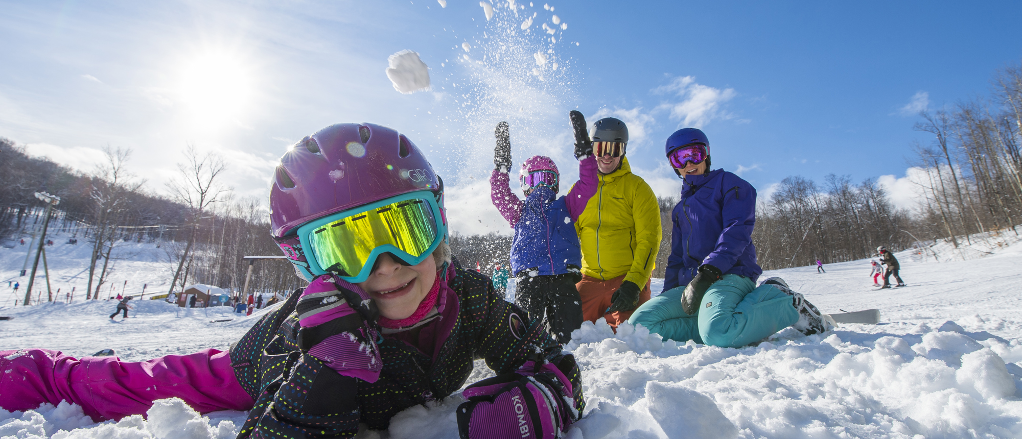 Sommet Morin Heights in Canada - kids playing in the snow.