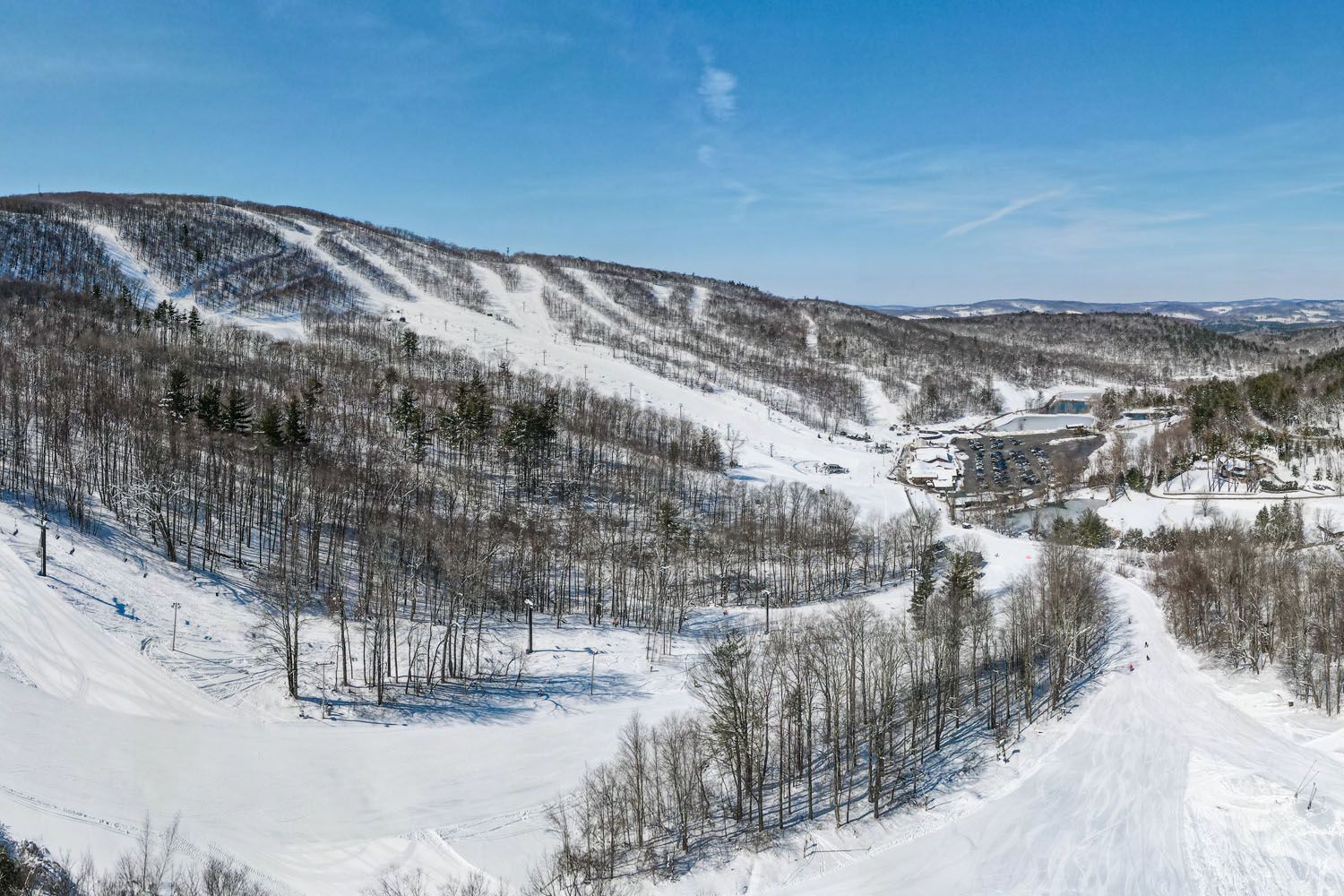 Catamount in USA - the view from the top of the mountain, looking down at the village.