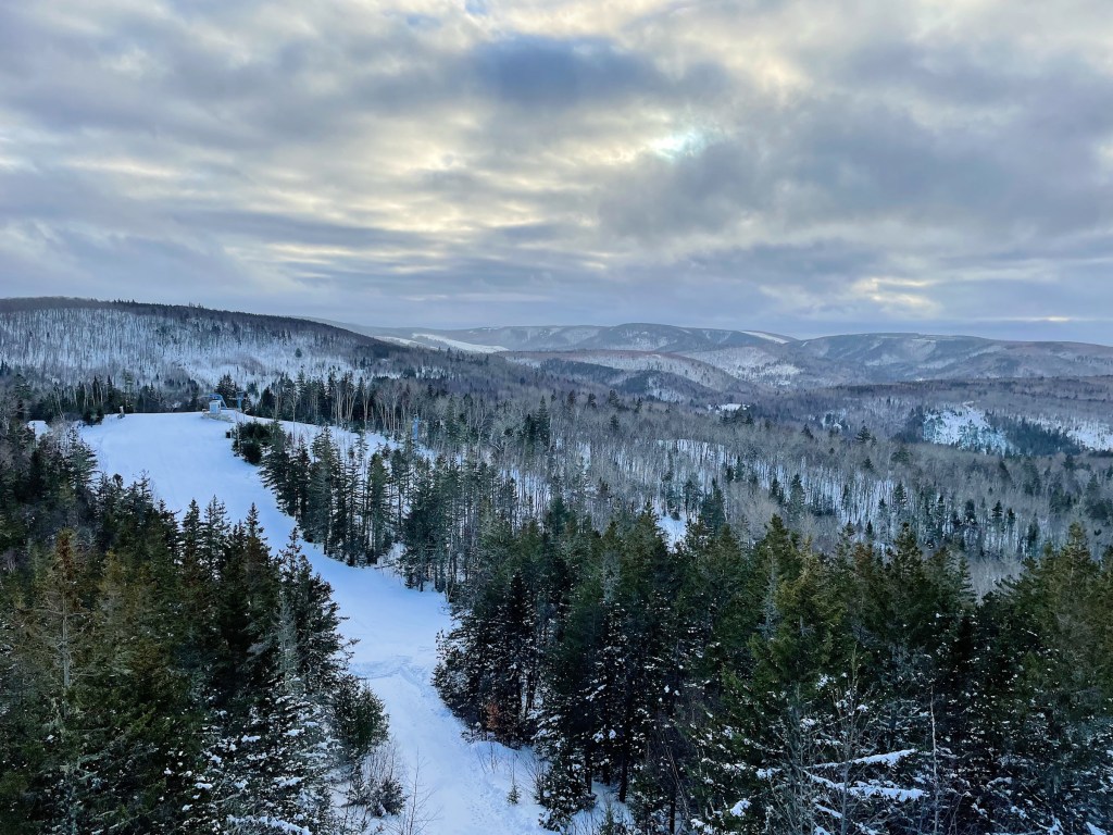 Poley Mountain in Canada - the view from the top of the mountain in winter.