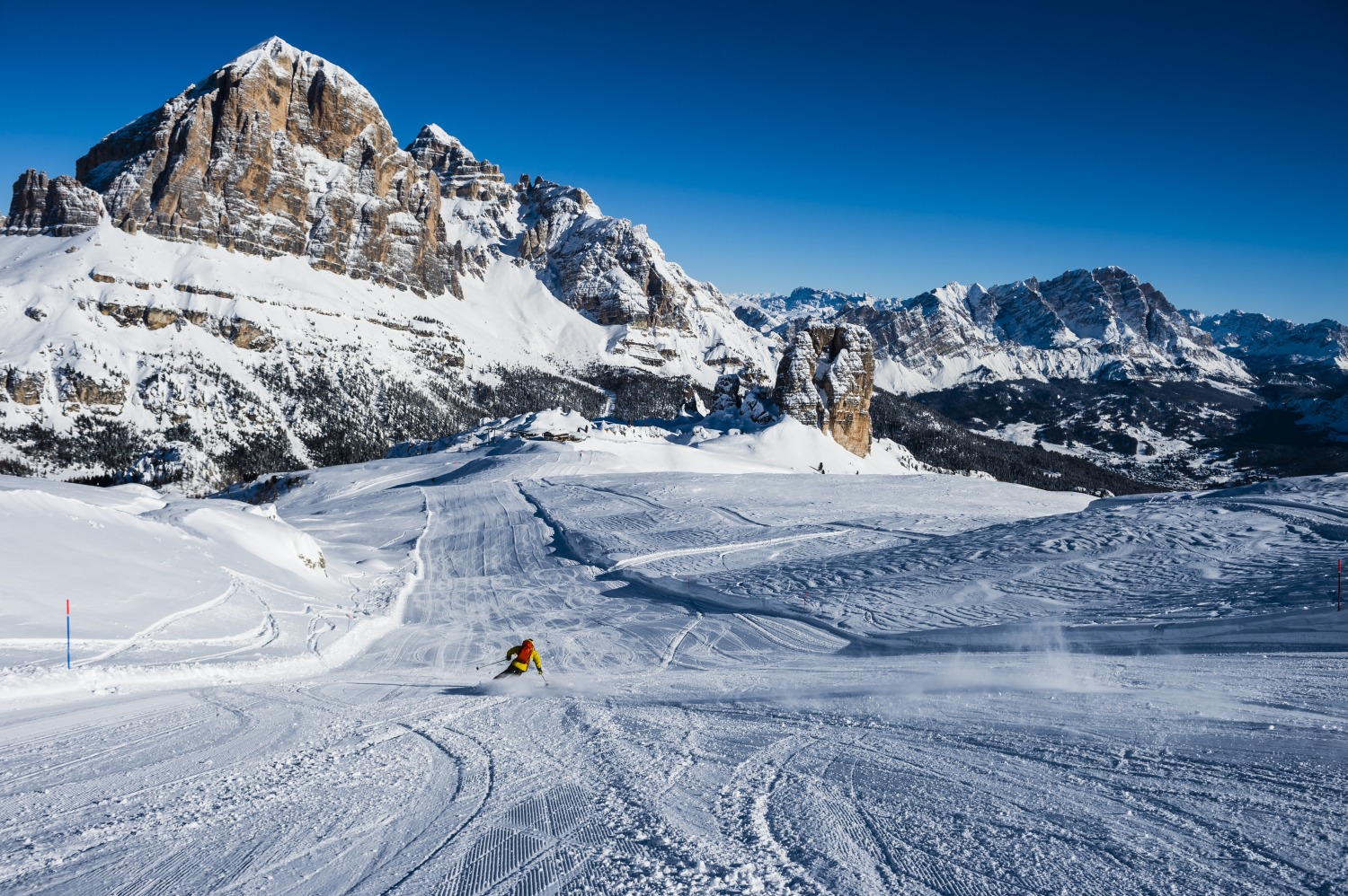 Passo Rolle in Italy - a clear blue sky.