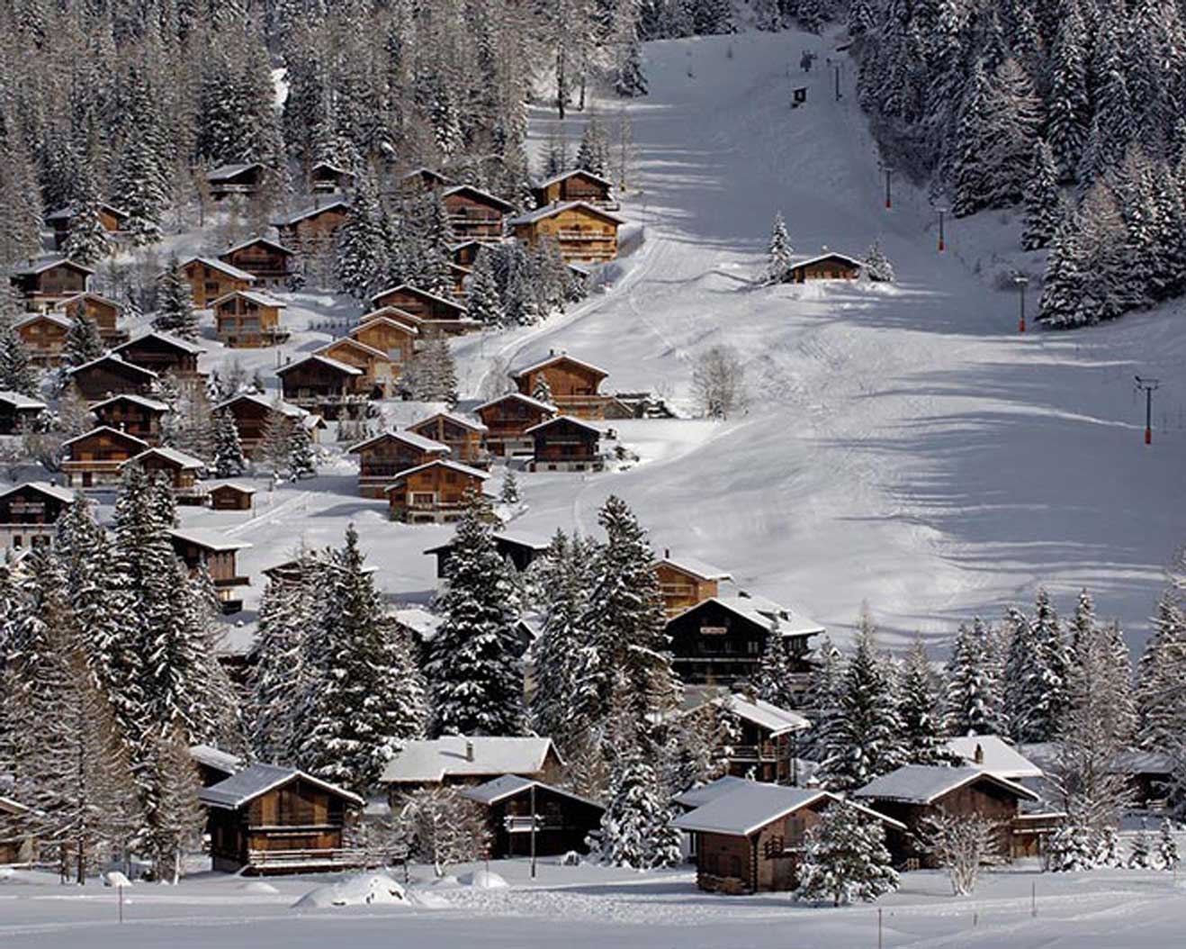 La Fouly in Switzerland - snow on the ground.