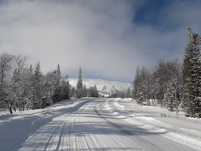 A captivating winter scene at Trillevallen in Northern Sweden featuring a bustling ski resort framed by the pristine beauty of winter scenery. A cozy chalet rests nearby blending harmoniously with the stunning panorama.
