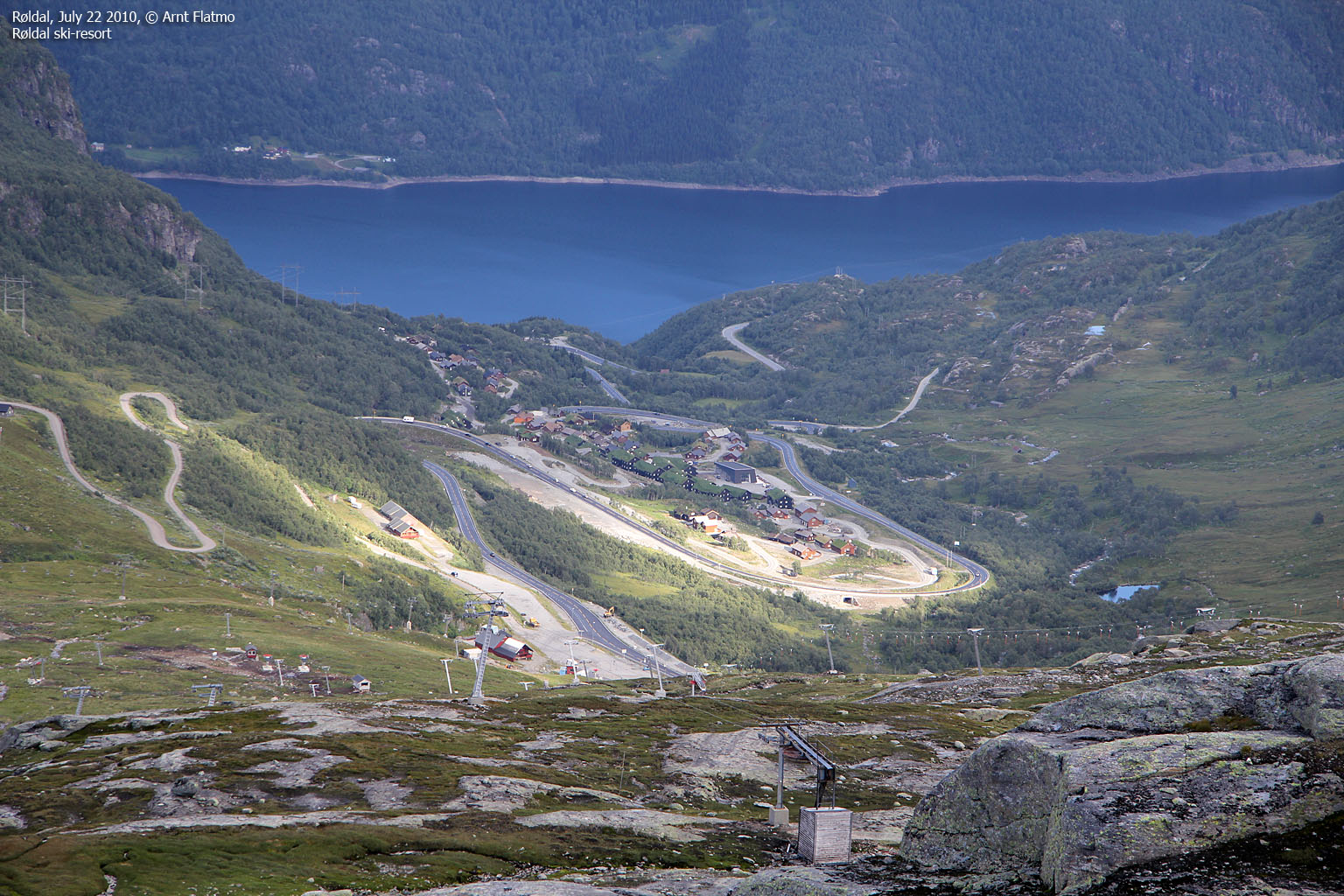 Røldal in Norway - a view of a winding road in the mountains.
