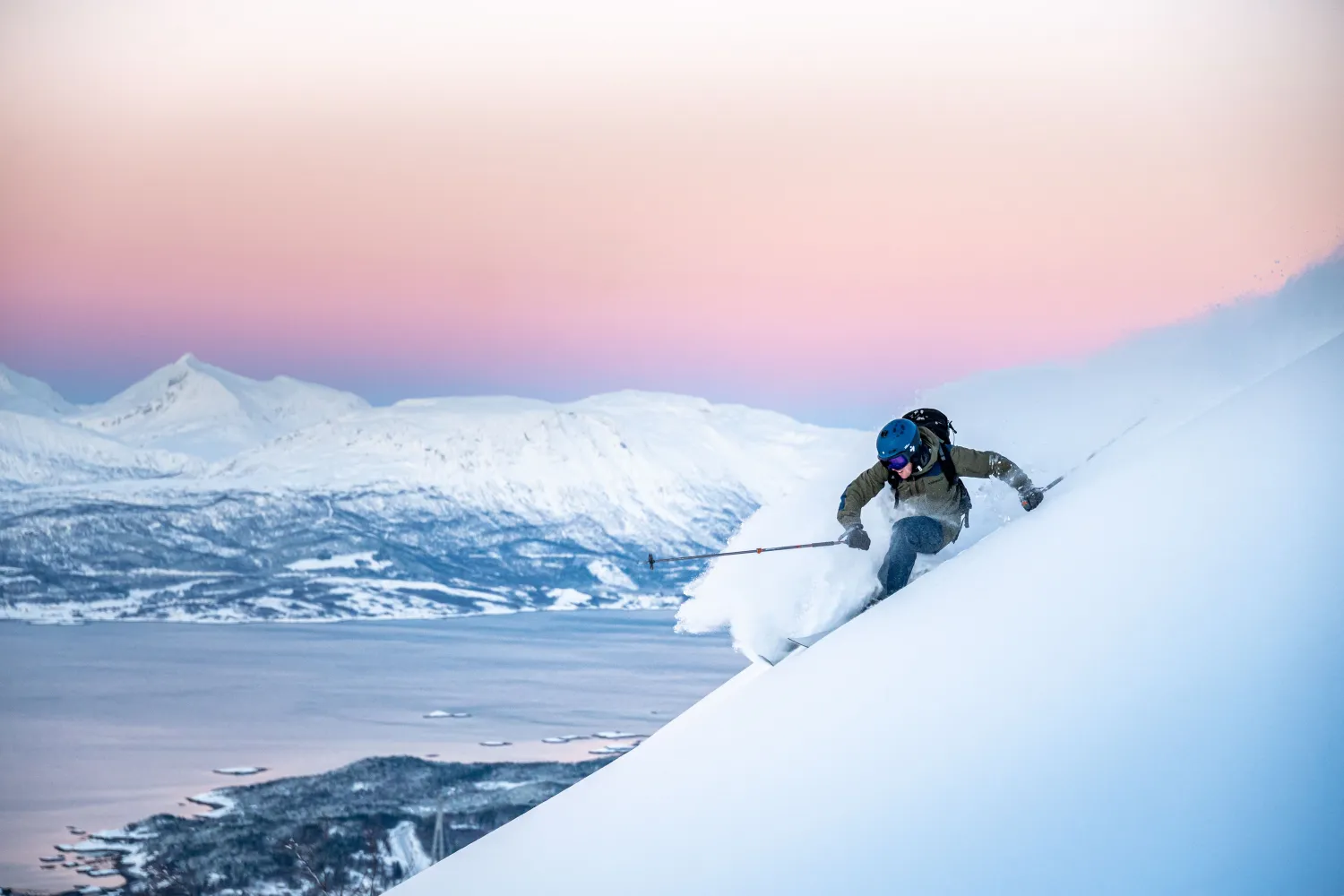 Narvikfjellet – Narvik in Norway - a person skiing down the side of a mountain.