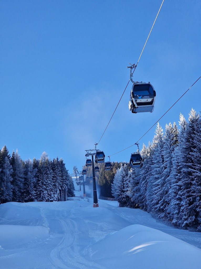 Katschberg in Austria - a ski lift going up a snowy slope.