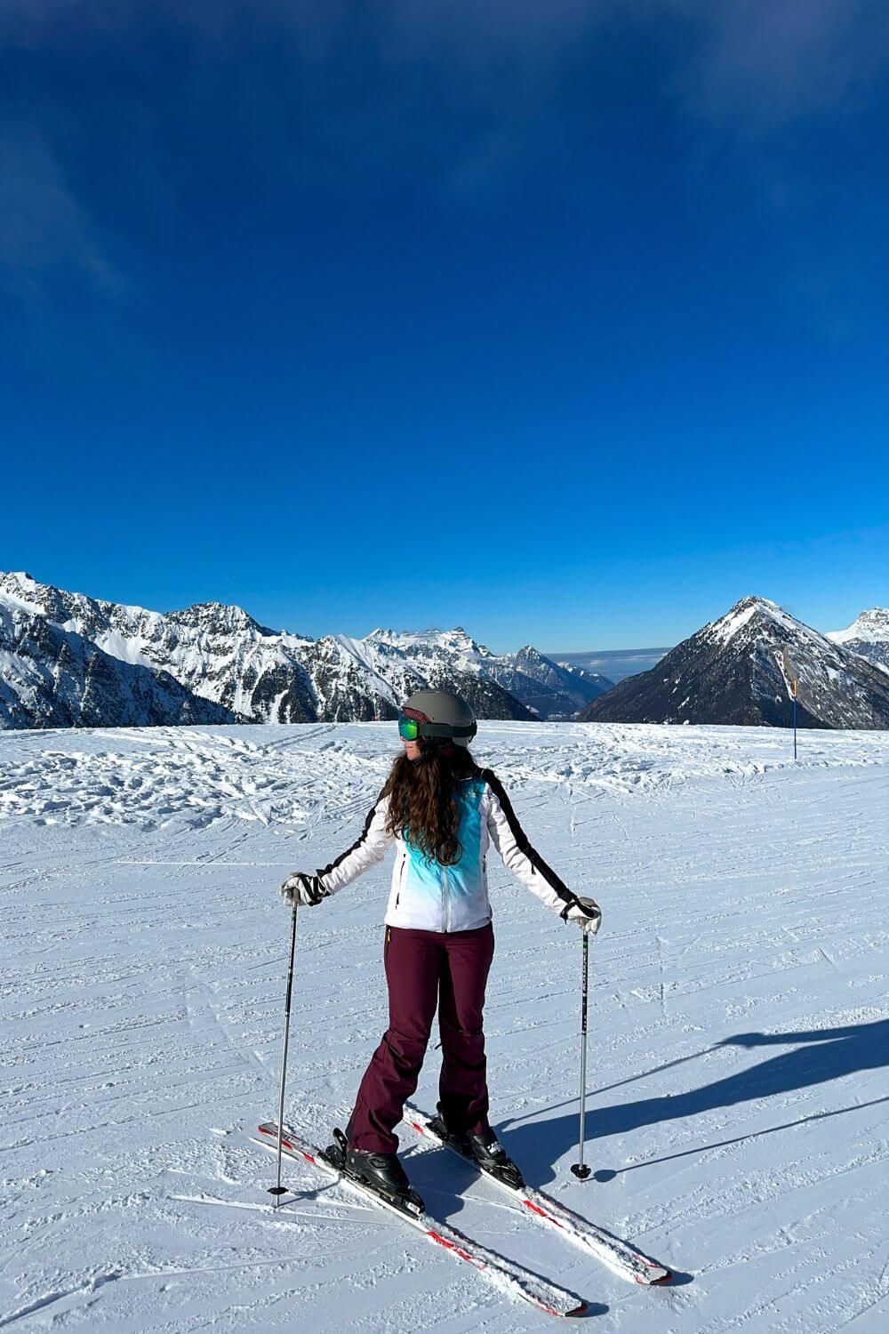 Vichères in Switzerland - a person on skis on a snowy slope.