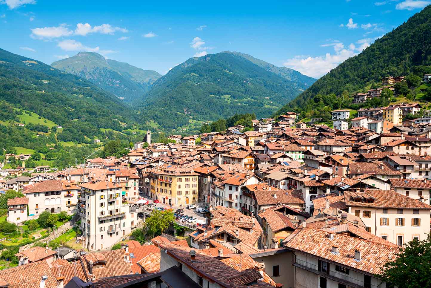 Bagolino in Italy - a view of a village in the mountains.