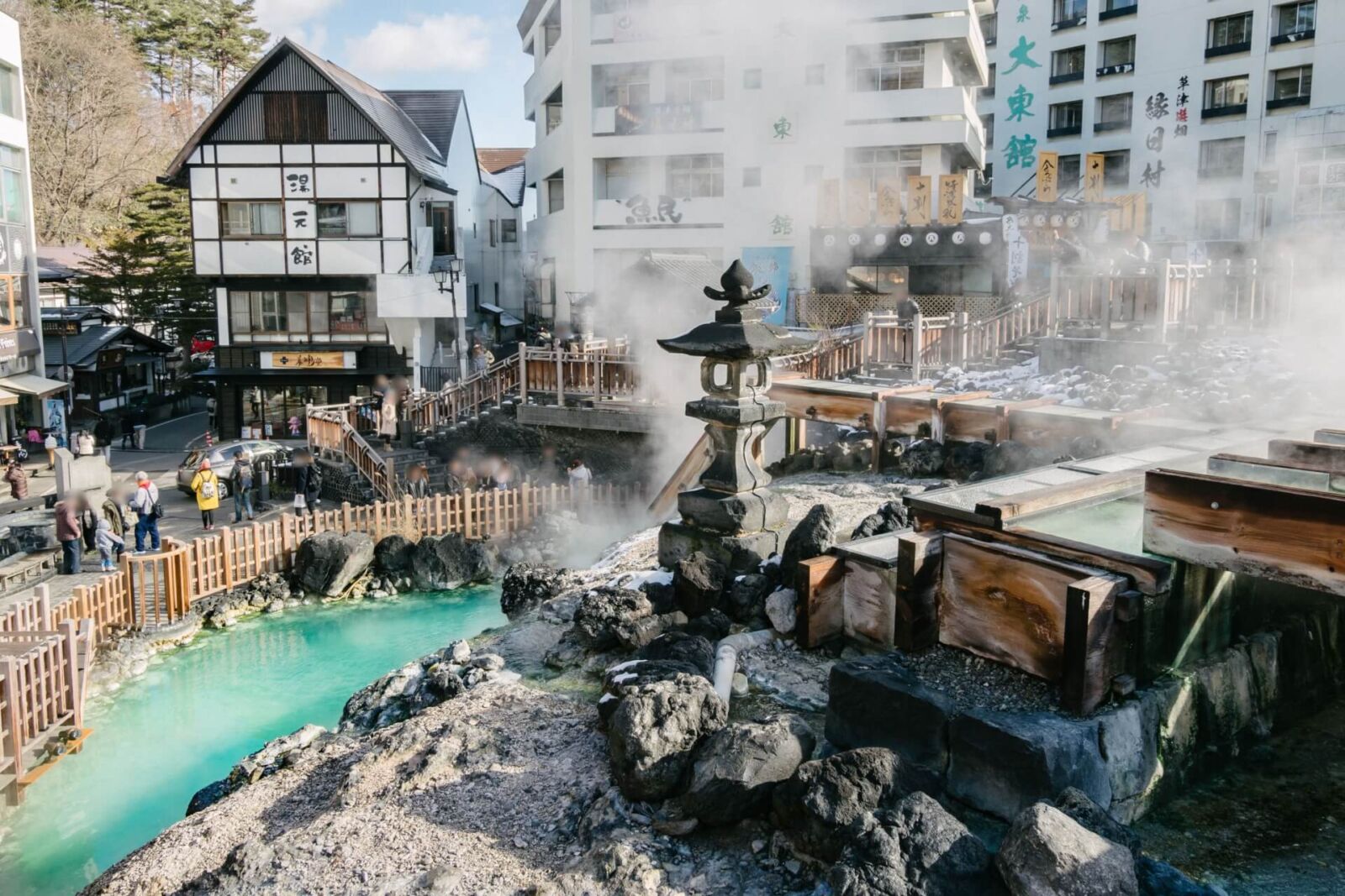 Kusatsu Onsen in Japan - a hot pool in the middle of a town.