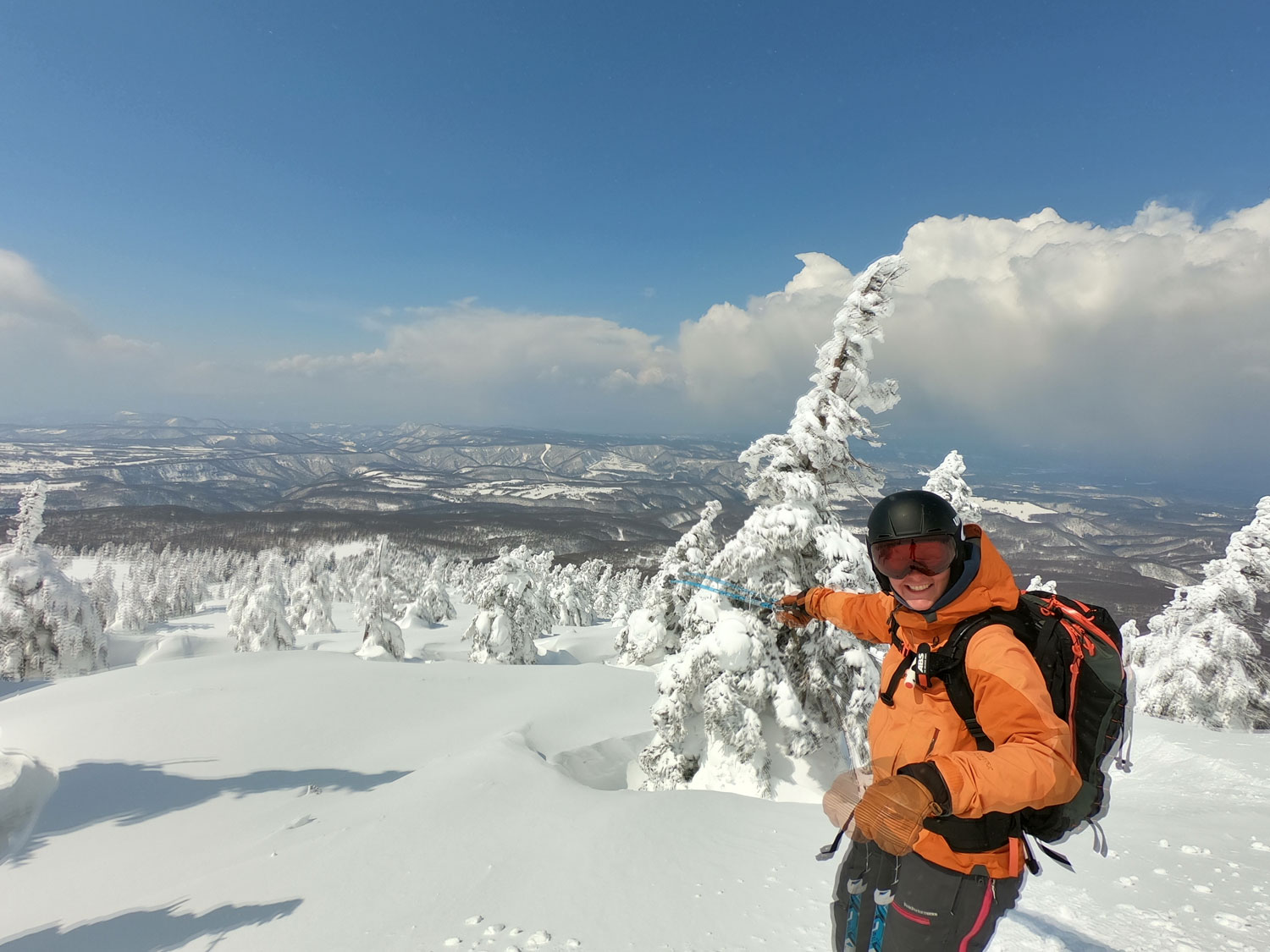 Hakkoda in Japan - a person on a snowboard on a snowy mountain.