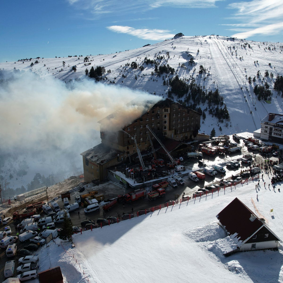 DorukKaya Ski & Mountain Resort in Turkey - a fire is seen from the top of a mountain.