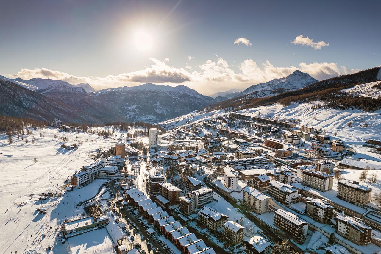 Via Lattea in Italy - a snowy town in the mountains.
