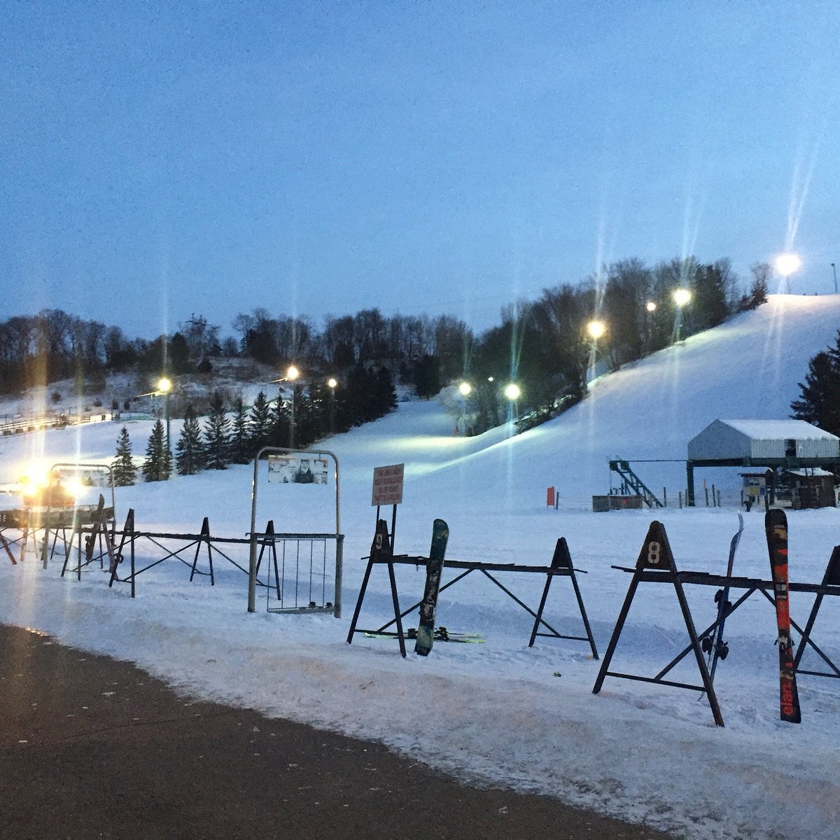 Mt Kato in USA - a view of a ski slope at night.