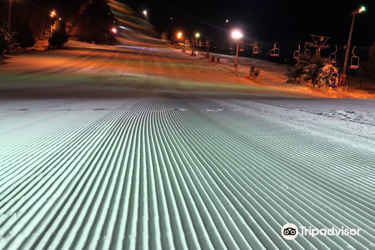 A skier navigating the snowy slopes of Echo Valley in Chūbu, Nagano, Honshu, Japan, with a ski lift visible in the background. It's a bustling winter sports scene at the ski resort.