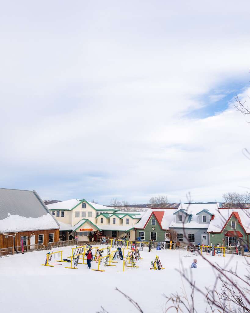 Asessippi in Canada - a group of children playing in the snow.