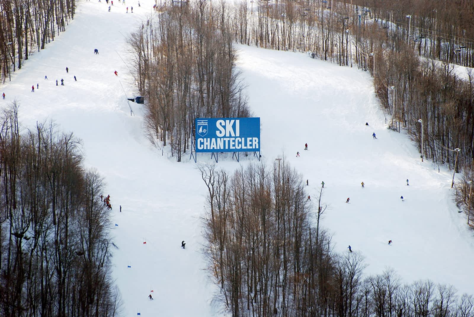 Ski Chantecler in Canada - the trees are bare.