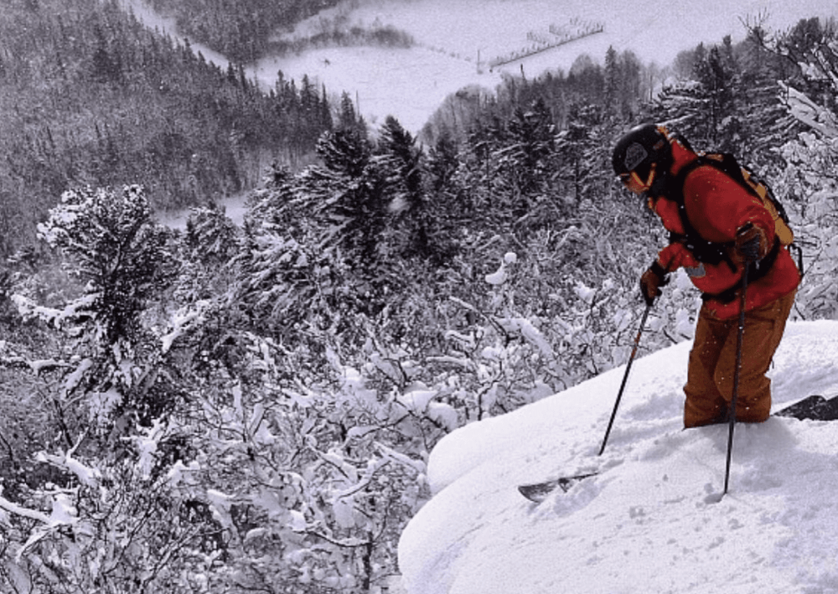 Mt Bohemia in USA - a person on skis on a snowy slope.