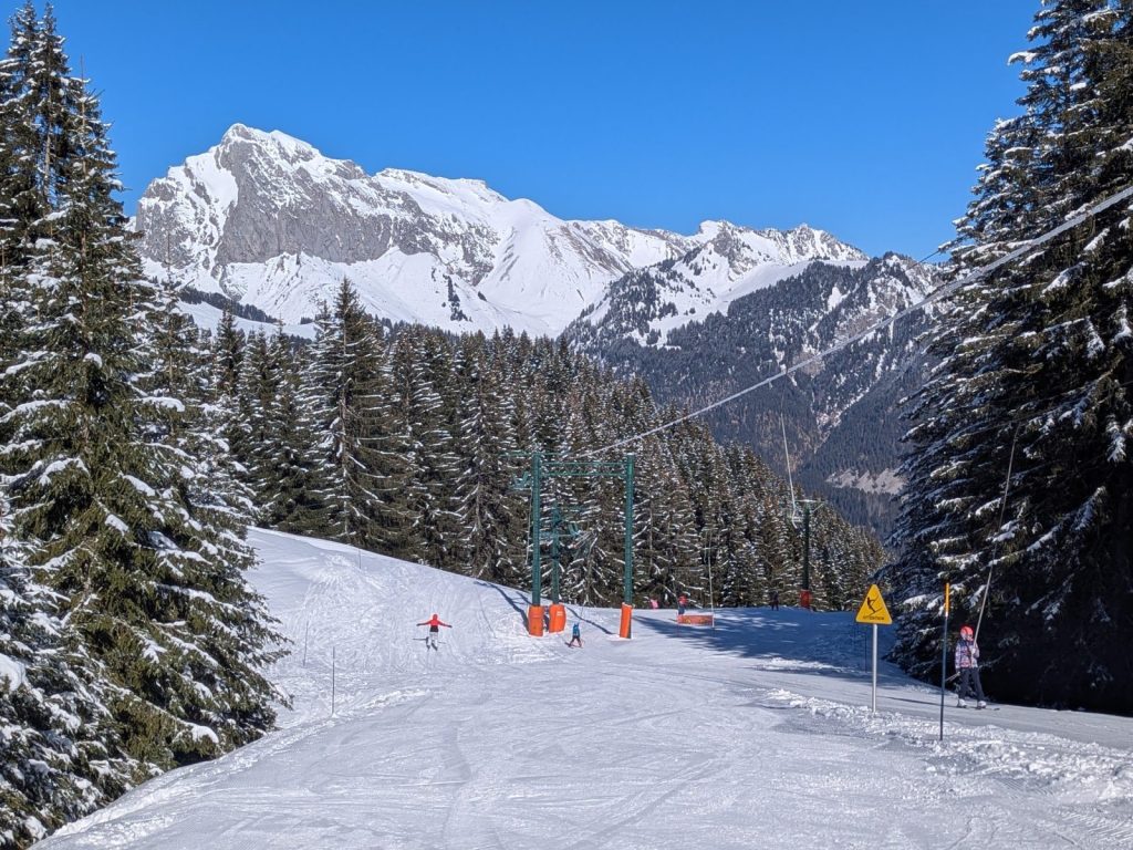 Chapelle d'Abondance in France - a snow covered ski slope.