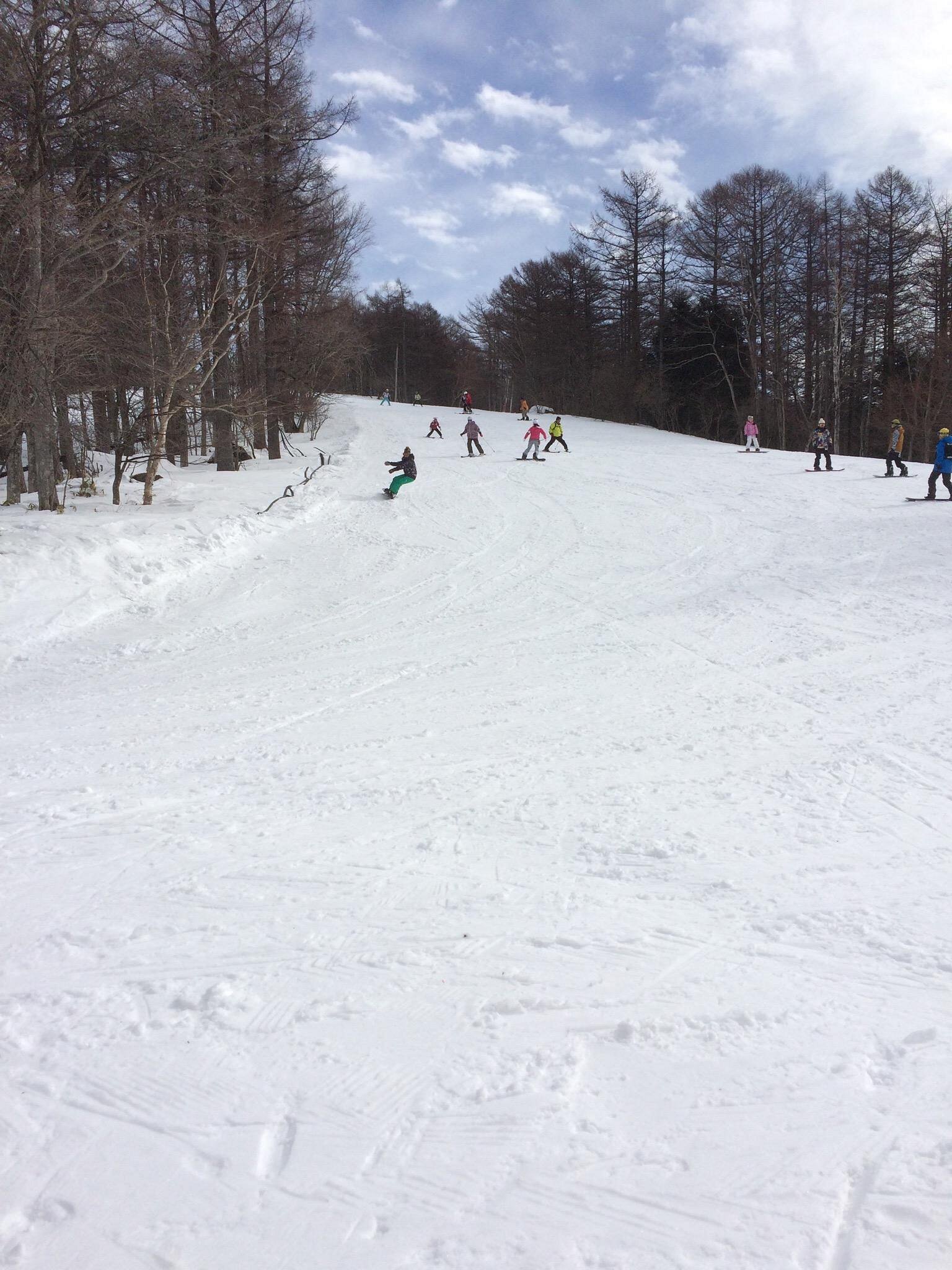 A skier enjoys the slopes at the Edelweiss ski resort in Nikko, Japan, surrounded by a winter sports scene complete with a ski lift and chalet.