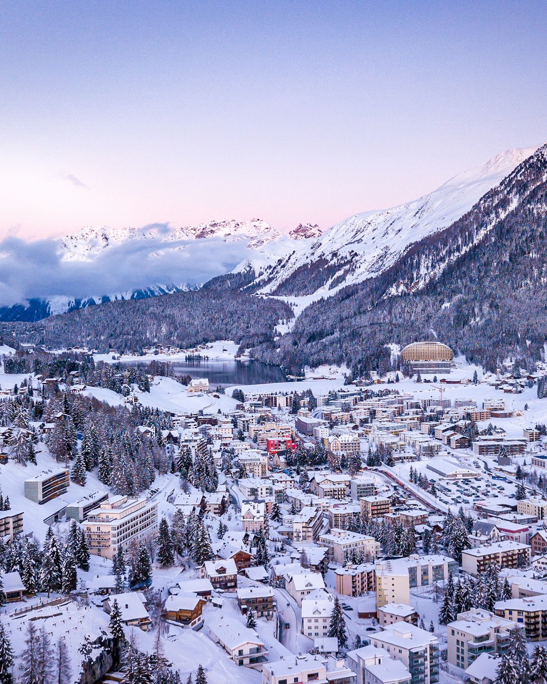 Parsenn in Switzerland - a city covered in snow in the mountains.