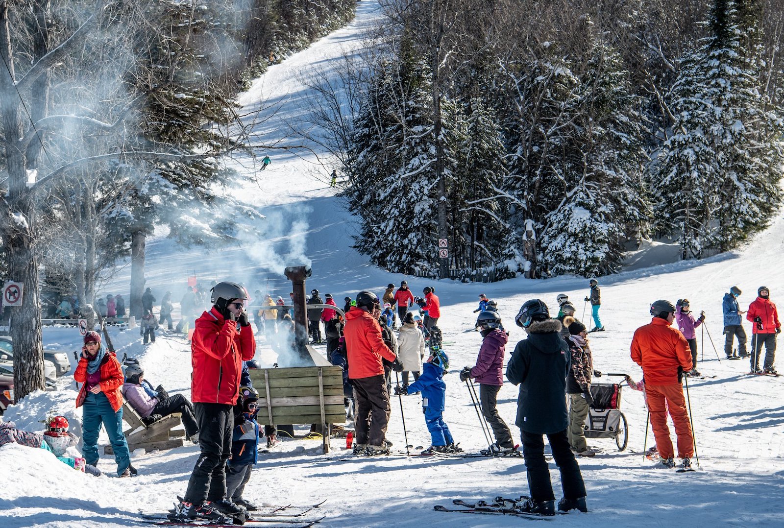 Vallée Bleue in Canada - a group of people standing in the snow.