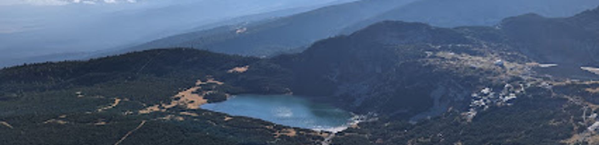 Ski lift Panichishte, The seven Rila lakes in Bulgaria - a view from the top of a mountain.