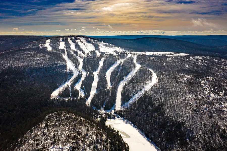 Montage Mountain Resort in USA - a view from the top of a mountain in the winter.