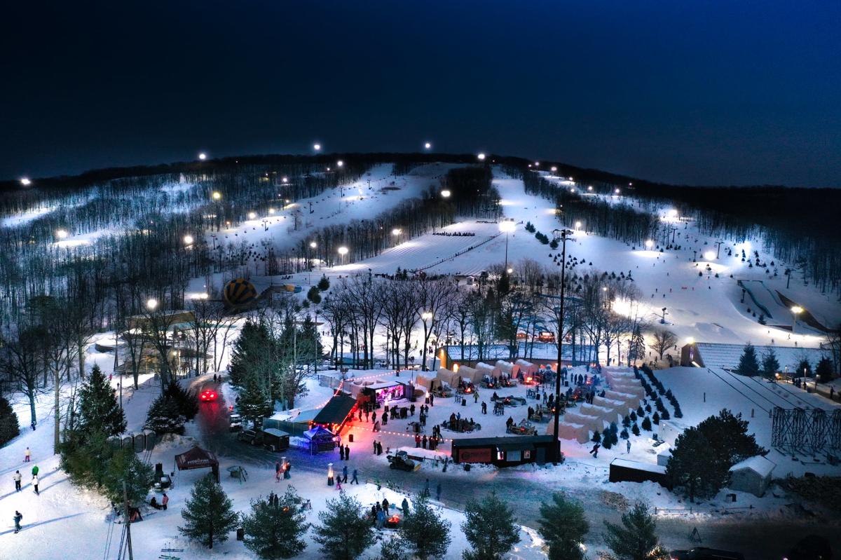 Montage Mountain Resort in USA - the ski area at night.