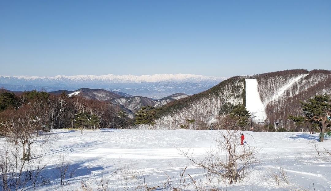 Winter sports enthusiasts enjoying a day at the Rewild Ninja Snow Highland in Nagano, Japan. The stunning winter landscape adds to the charm of this active, bustling ski resort.
