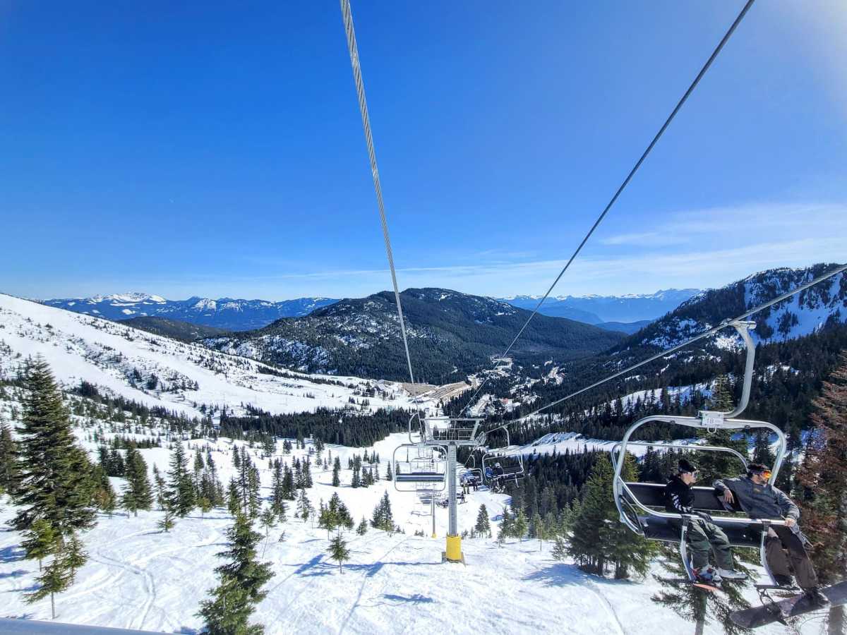 Sasquatch Mountain in Canada - a ski lift going up the mountain.