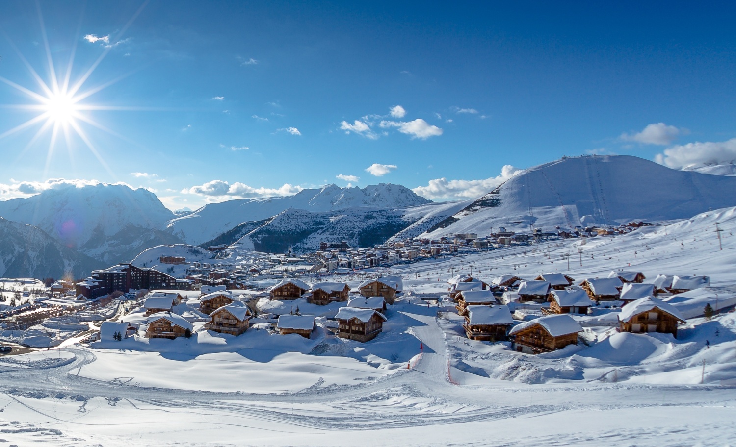Alpe d'Huez in France - snow on the ground.