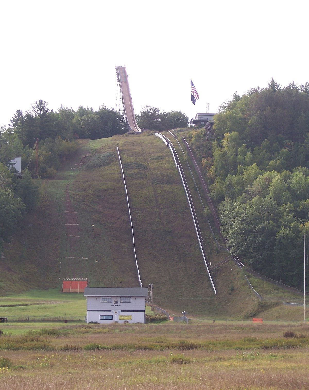 Pine Mountain in USA - a hill with a ski lift going up it.