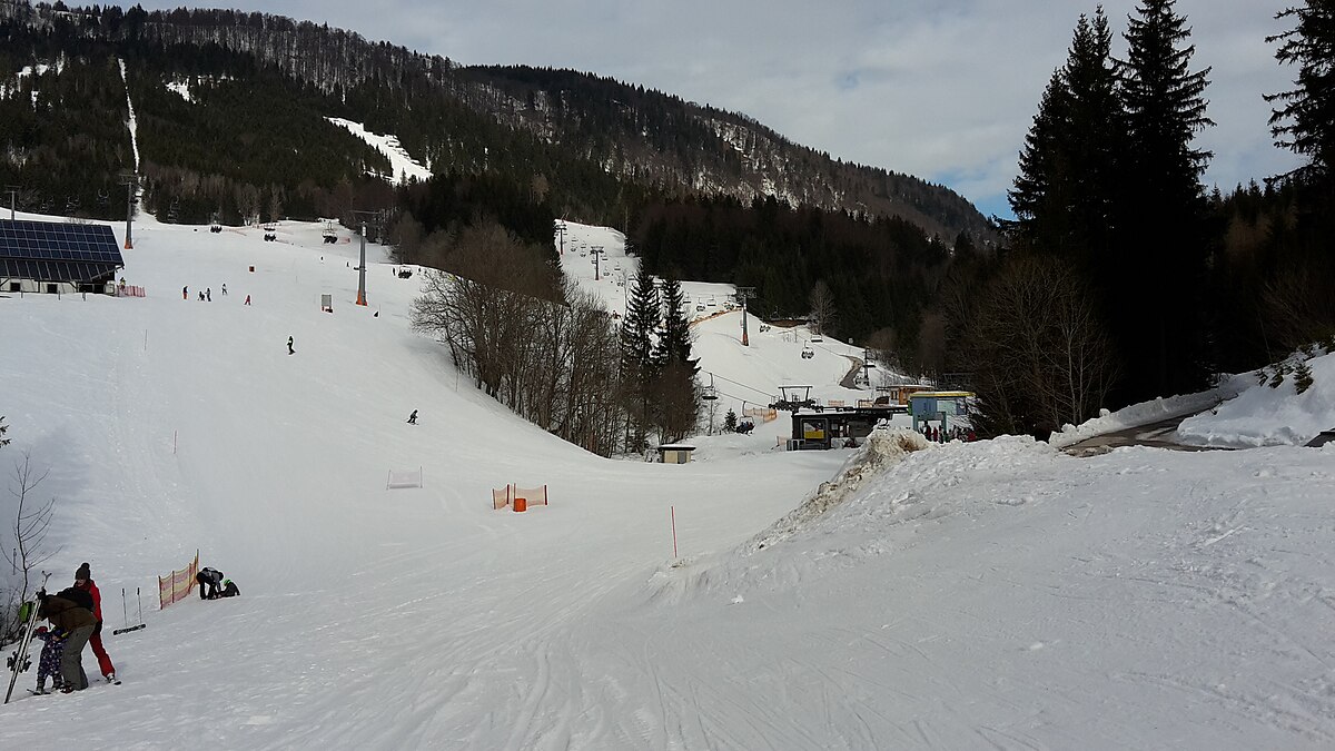 Annaberg in Austria - a group of people skiing down a snowy slope.
