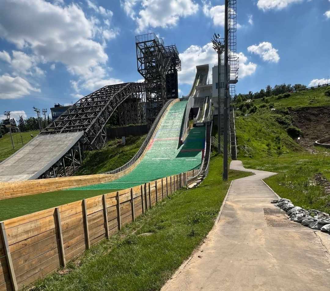 Vorob'yevy gory in Russia - a water slide at the top of a hill.
