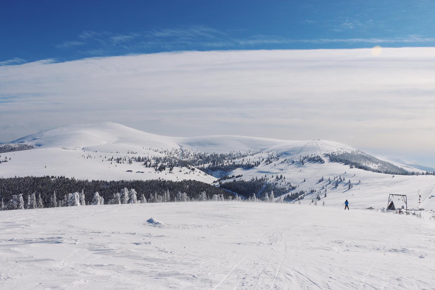 Șureanu in Romania - white clouds in the sky.
