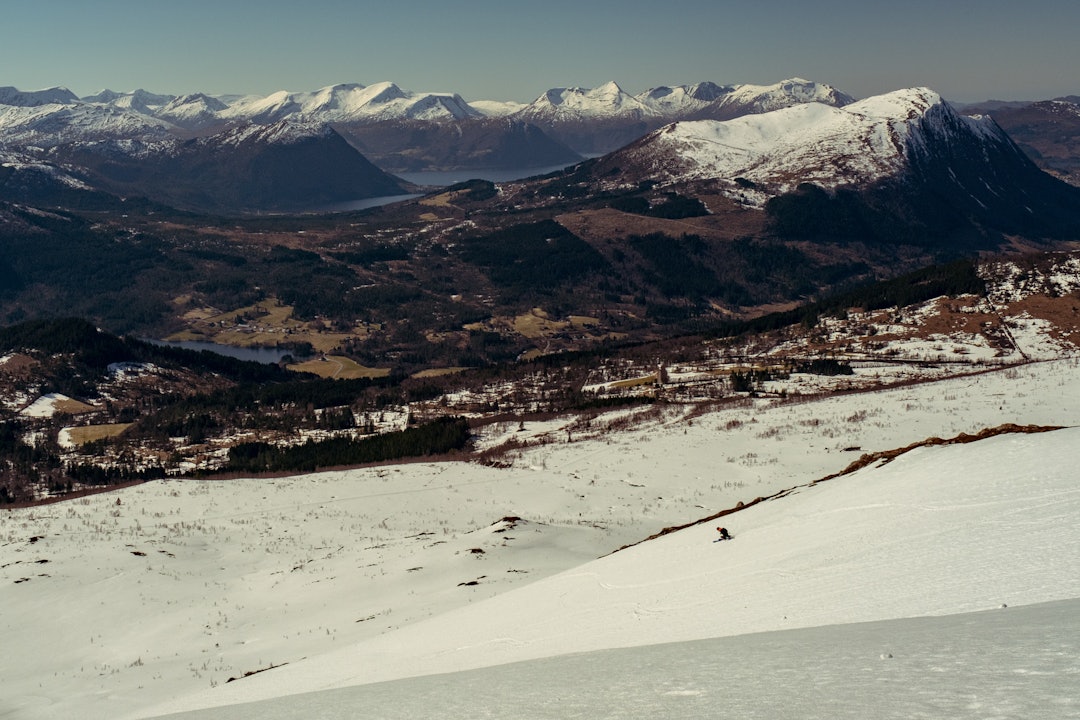 Ørsta Skisenter in Norway - a view from the top of a snowy mountain.