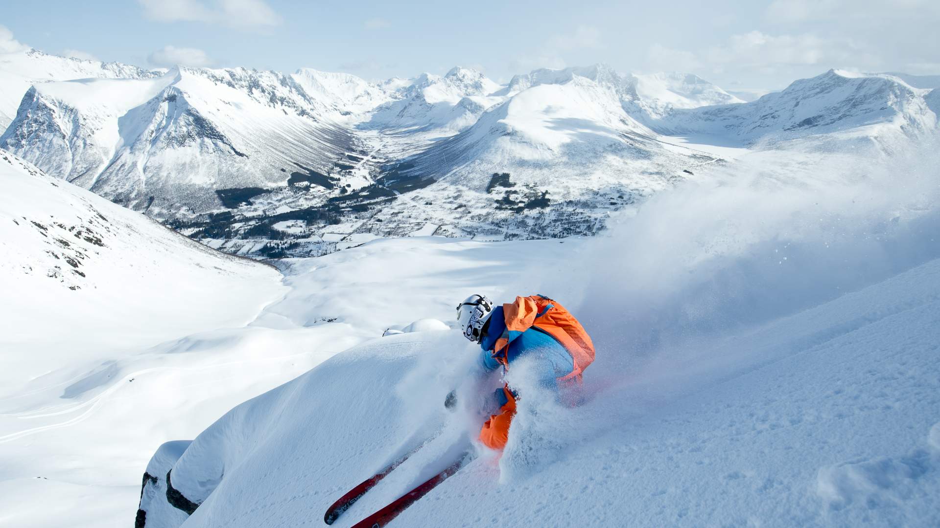 Ørsta Skisenter in Norway - a person skiing down a snowy mountain.