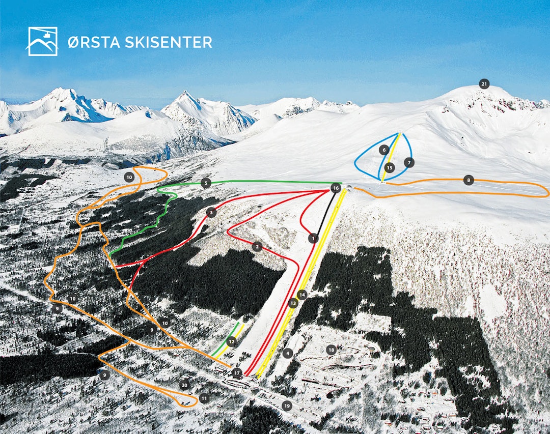 Ørsta Skisenter in Norway - a ski slope with many ski tracks on it.