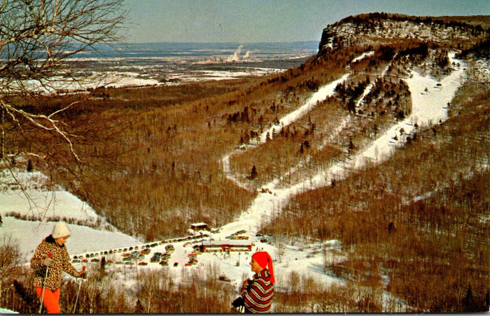 Loch Lomond in Canada - an old photo of people skiing down a hill.
